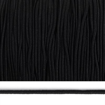 Резинка шляпная (шнур круглый) шир.1,5мм цв.F322 Чёрный рул.100 м - фото 5468