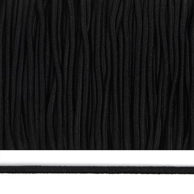 Резинка шляпная (шнур круглый) шир.2,0мм цв.F322 Чёрный рул.100 м - фото 5470