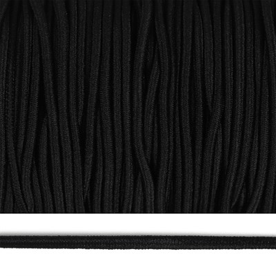 Резинка шляпная (шнур круглый) шир.2,5мм цв.F322 Чёрный рул.100 м - фото 5474