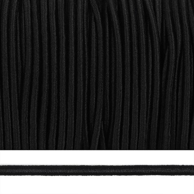Резинка шляпная (шнур круглый) шир.3,0мм цв.F322 Чёрный рул.100 м - фото 5476