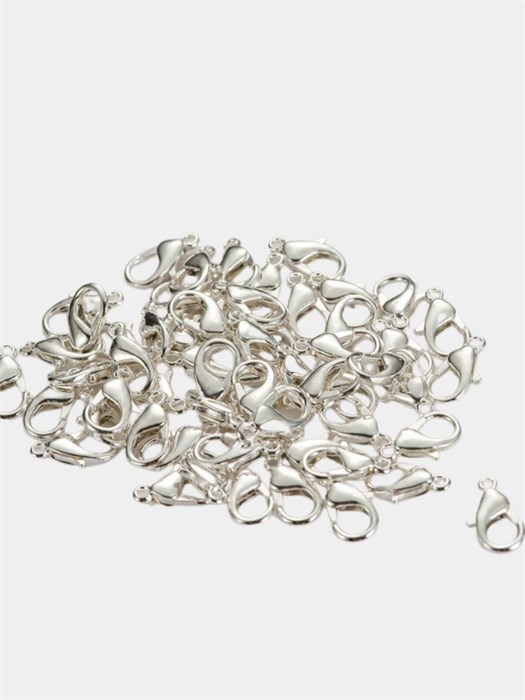 Замок карабин-лобстер 21х11мм цв.Серебро (кратно.10 шт) 6194/0068