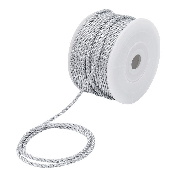 Шнур отделочный витой шир.3,0мм цв.Серебро рул.20 м 6971/0016