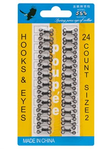 Юбочные крючки пришивные №2 15х8мм в блистере 24шт цв.Чёрный 6138/0002