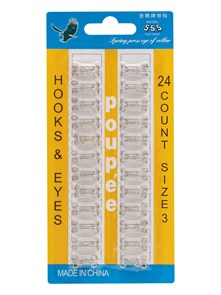 Юбочные крючки пришивные №3 17х10мм в блистере 24шт цв.Никель 6138/0008