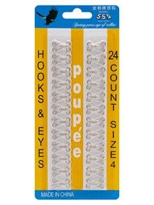 Юбочные крючки пришивные №4 21х12мм в блистере 24шт цв.Никель 6138/0009